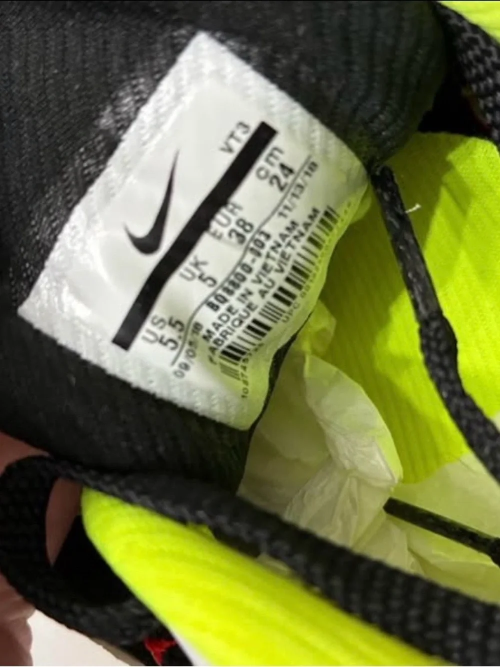 Nike Kids Black and Neon Yellow Athletic Sneakers